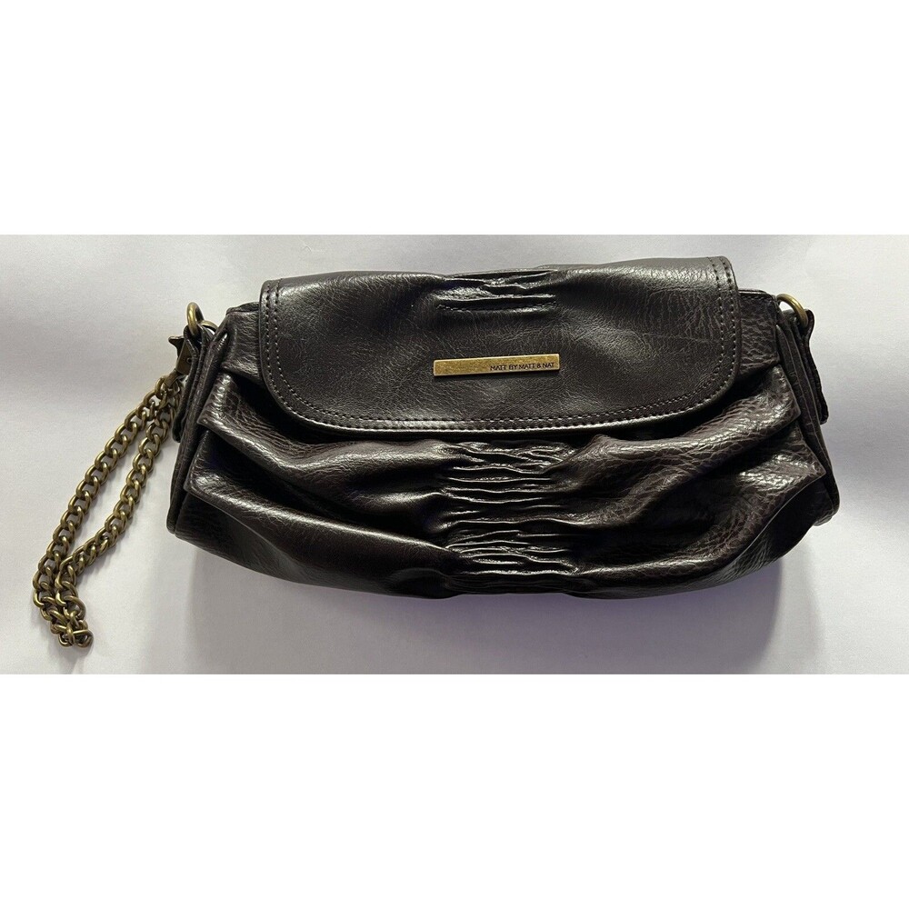 Matt By Matt & Nat Brown Chain Link Strap Clutch Faux Vegan Leather Handbag